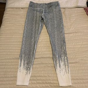 White with black design leggings